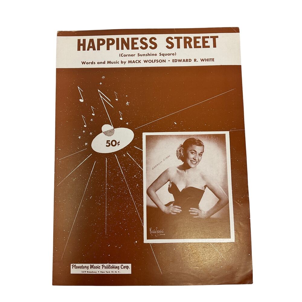 Happiness Street Corner Sunshine Square Sheet‎ Music Georgia Gibbs Wolfson White